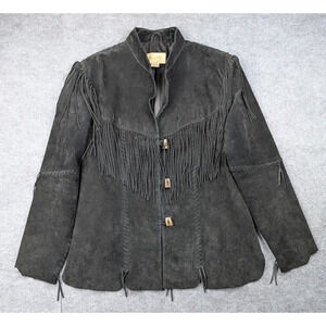 Scully Suede Leather Fringe Jacket Women XL Black Western Rodeo Festival Cowgirl